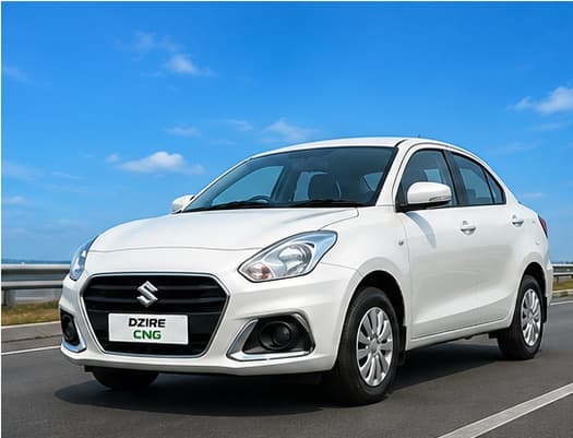 Dzire CNG — illustration placeholder, to be replaced with an SLG Tour & Travels photograph